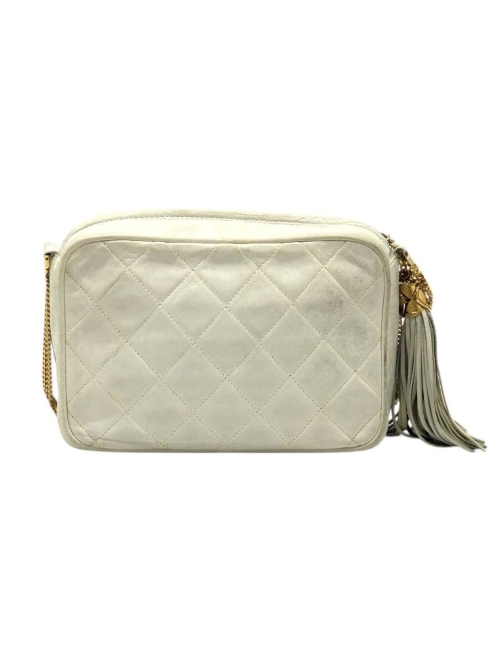 Chanel Shoulder Bag CC Logo Lambskin White